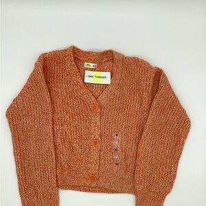 Epic Threads Rust-Orange Marled Button-Up Cardigan NWT